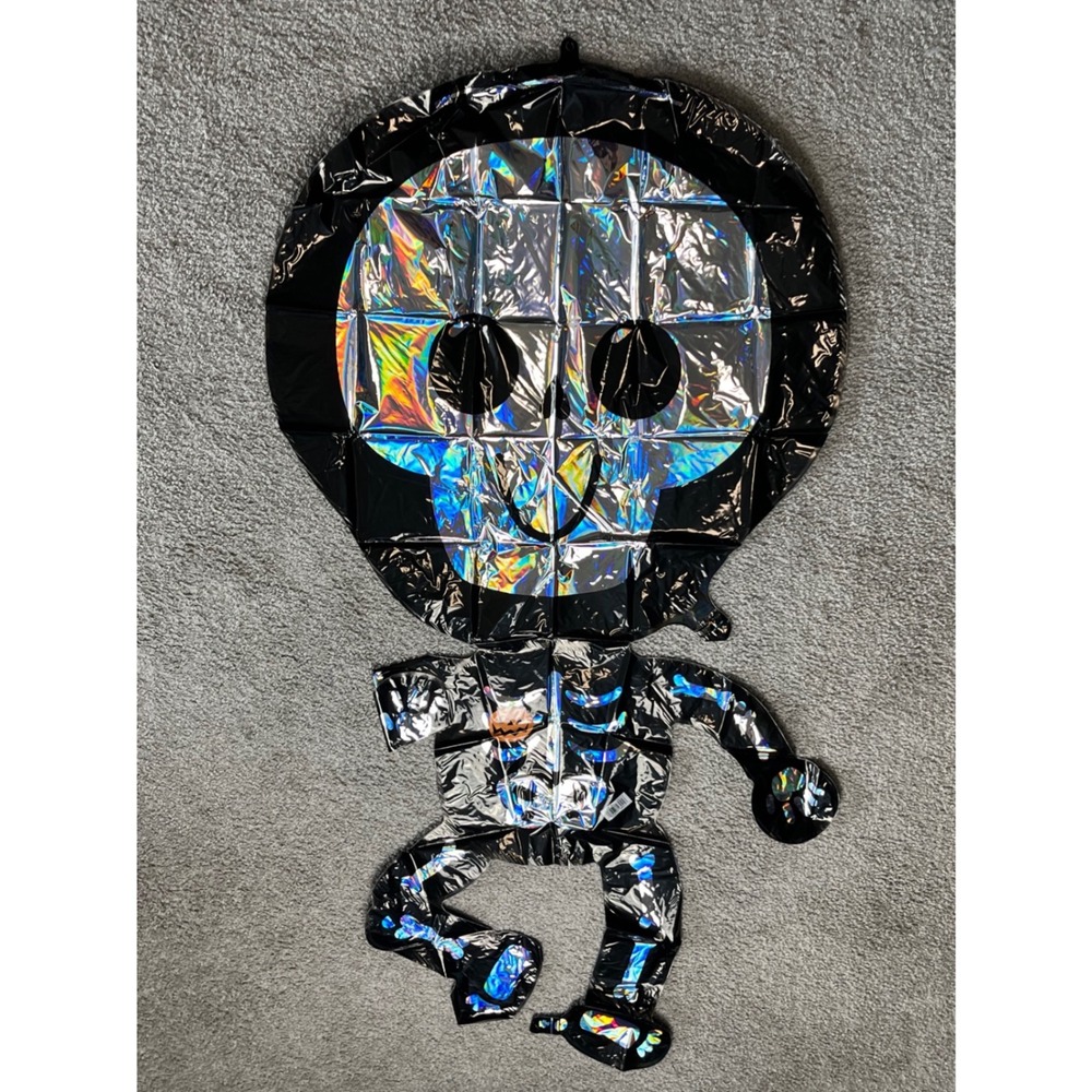 Anagram Skeleton Foil Balloon Iridescent Halloween Party Decoration Silver Black